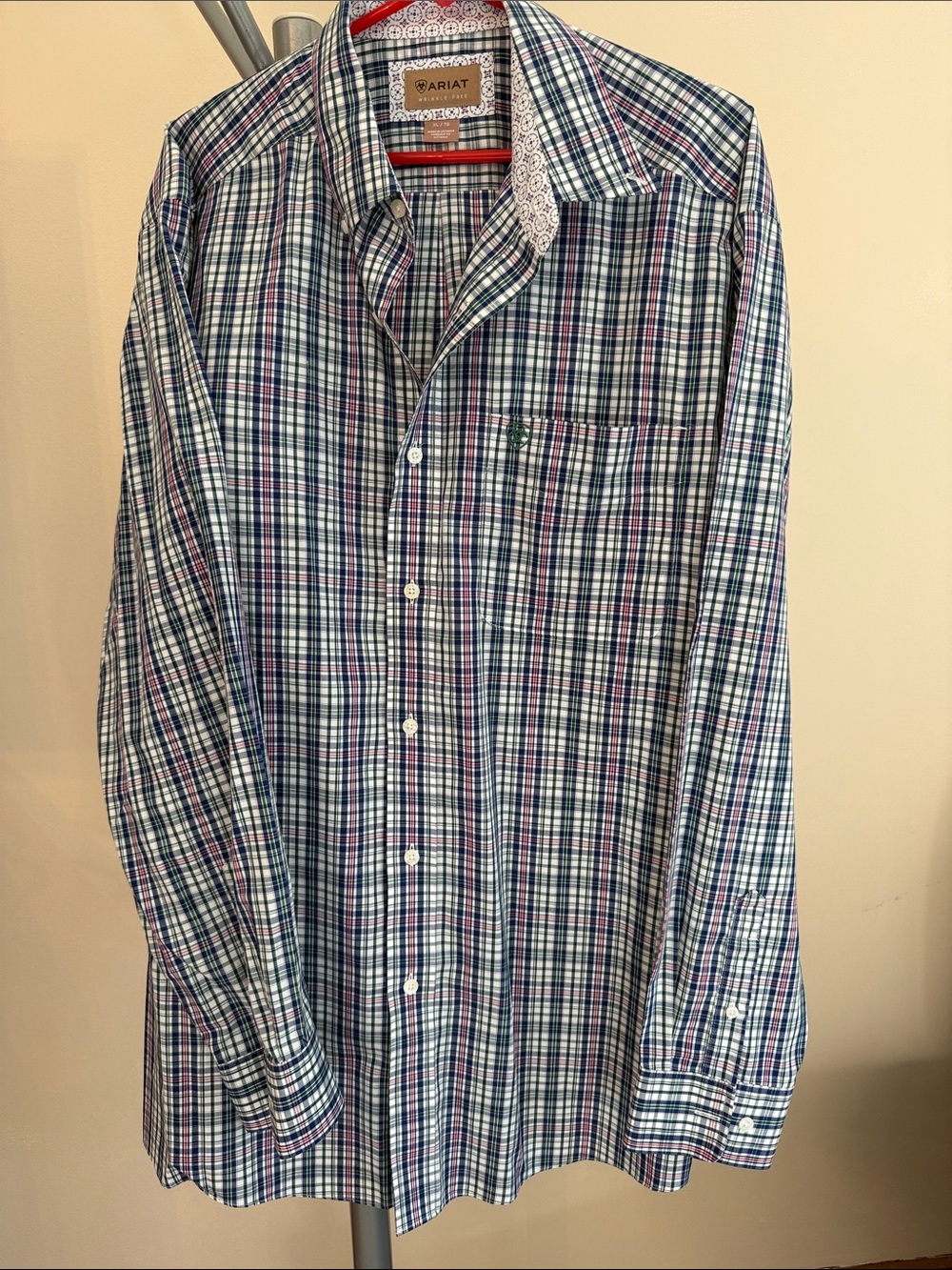 Ariat Men's Plaid Button-Down Shirt in White, Blue & Pink